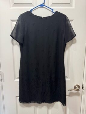 Vintage Mesh Talbots Petite Made In Korea Black Mini Cocktail Dress Size 12